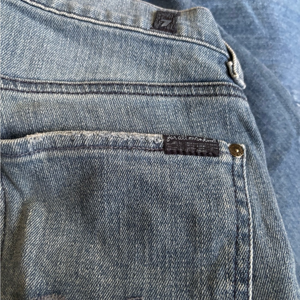 7 For all mankind Men’s Classic Blue Distressed Slimmy Jeans Size 34 - Picture 2 of 13